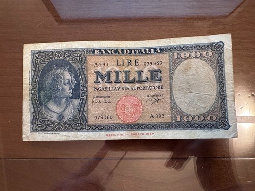Banconota lire 1000 italia - lire,