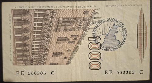 Italia banconota lire - banconota, 1000