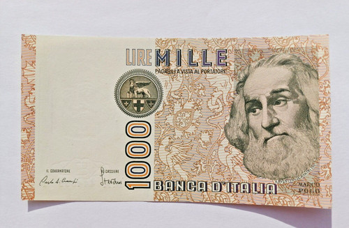 Banconota 1000 lire marco - marco, polo