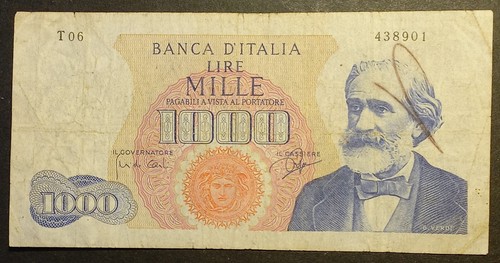 Banconota 1000 lire - lire, verdi