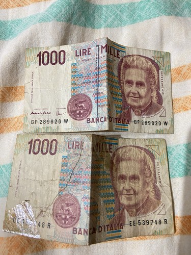 Banca italia banconote - d'italia, 2x