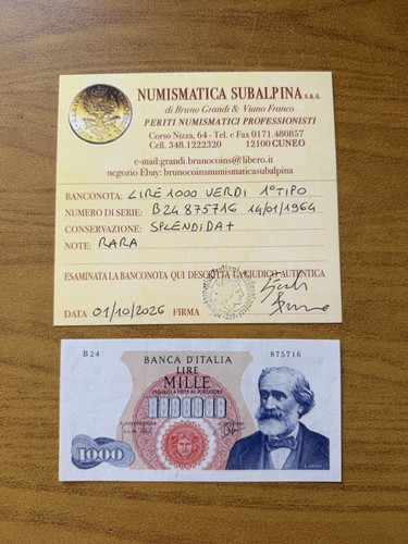 Banconota lire 1000 verdi - lire,