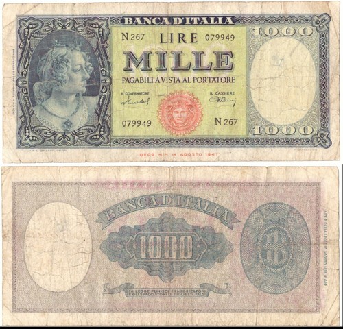 1949 italia banconota lire - italia,